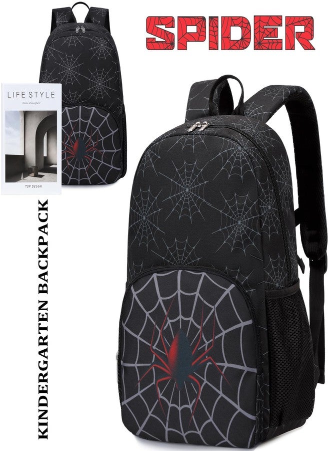 JIANYA حقيبة ظهر JIANYA للأطفال الصغار، حقيبة ظهر لرياض الأطفال للمدرسة Mochilas Escolares Para Ninos للأعمار من 5 إلى 8 سنوات، 38.1 سم عنكبوت أسود - Image 3